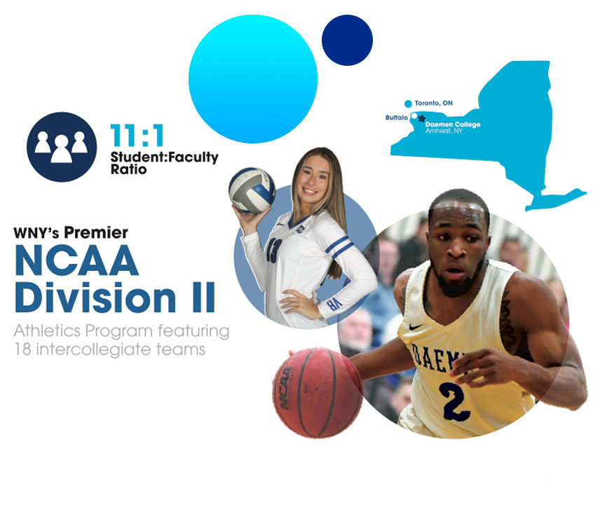 WNY's Premiere NCAA Division II Athletics Program featuring 18 intercollegiate teams; 11:1 student to faculty ratio